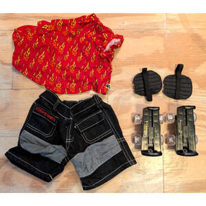 Build A Bear Extreme Sports Roller Skater Short Shirt Set w/Knee Pads & Skates